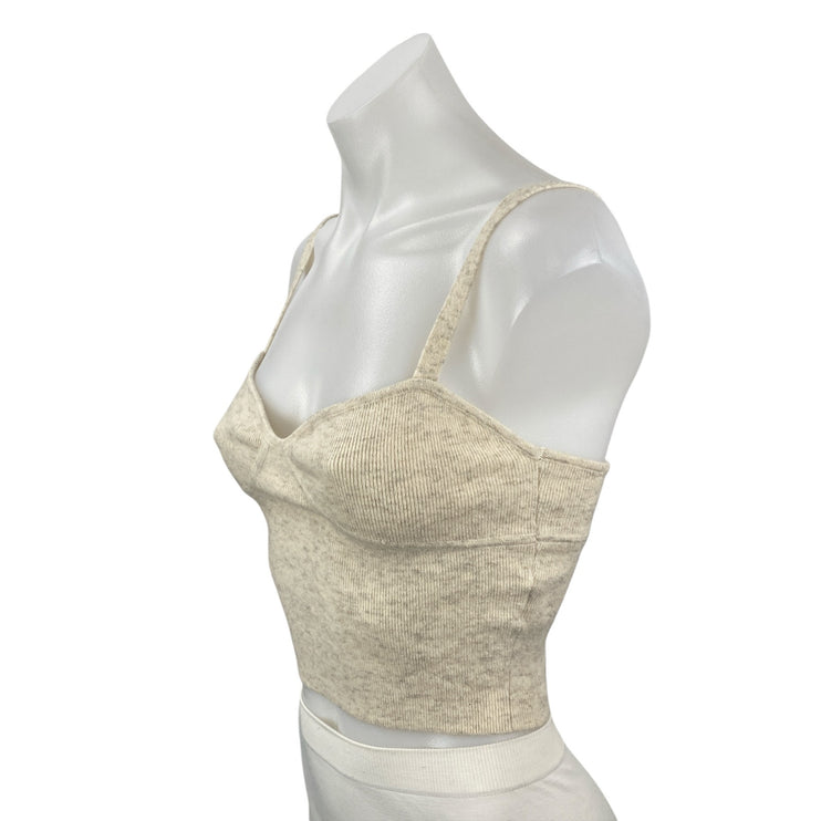 Aritzia Wilfred Beige Wool Cashmere Knit Bustier Corset Cami Tank Crop Top Sz S