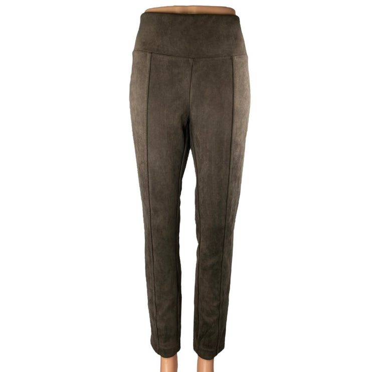 Andrew Marc Brown Faux Suede Leather High Waisted Straight Trousers Pants Size S