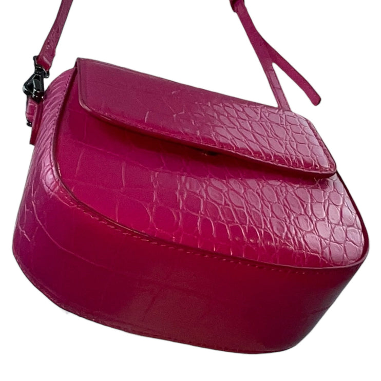 ZARA Womens Pink Faux Crocodile Leather Mini Crossbody Shoulder Handbag OS