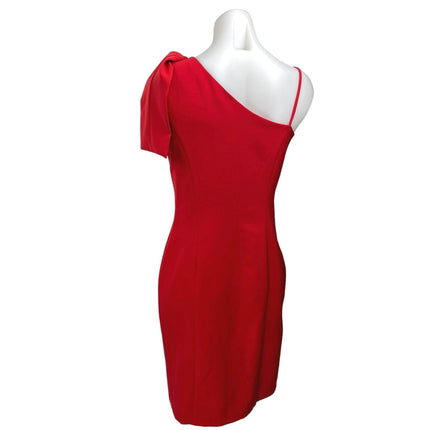 Julia Jordan Red One Shoulder Sleeveless Bow Slit Mini Sheath Dress Size 4