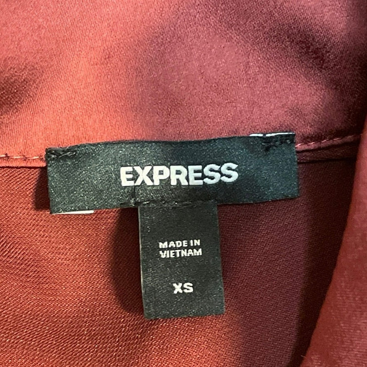Express Women's Red Satin Mock Neck Sleeveless Corporate Work Tank Blouse Top XS