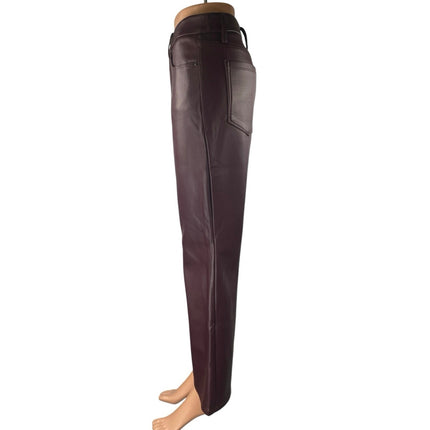 Good American Brown Faux Vegan Leather High Waisted Bootcut Flared Pants Size 30