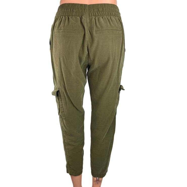 Old Navy Women Green Mid Rise Elastic Waist Drawstring Tapered Cargo Pants Sz XS