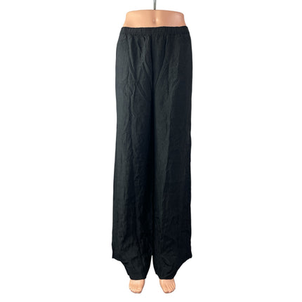 J.Crew Women's Black Pull On High Waisted Wide Leg Baggy Trousers Pants Size L