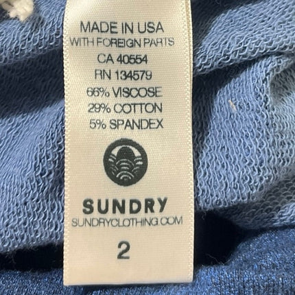 Sundry Women's Blue Knitted Hoodie Hooded Sweatshirt & Sweat Pants Lounge Set 2