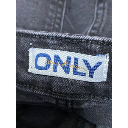 ONLY Women's Black High Waisted Baggy Barrel Flare Wide Leg Denim Jeans Pants 26