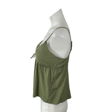 Urban Rebel Green Tie Front V Neck Sleeveless Flared Cami Camisole Tank Top Sz L