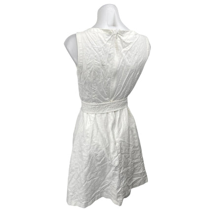 Ann Taylor Women's  White Sleeveless Belted Mini A-Line Fit & Flare Dress Size 8