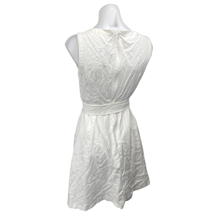 Ann Taylor Women's  White Sleeveless Belted Mini A-Line Fit & Flare Dress Size 8