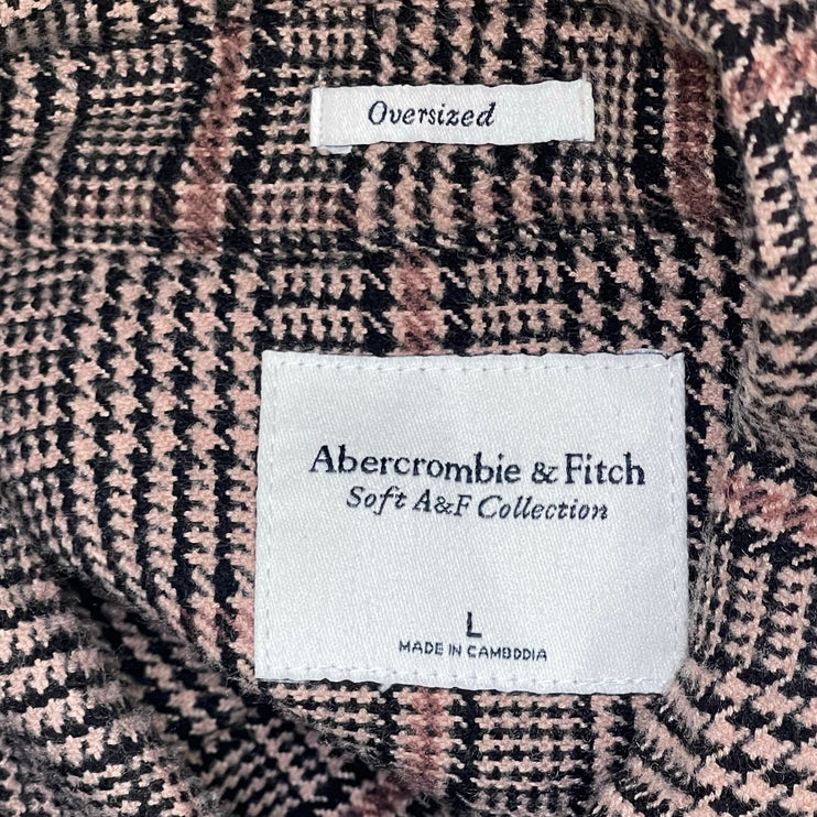 Abercrombie & Fitch Brown Plaid Long Sleeve Button Down Shirt Shaket Jacket Sz L