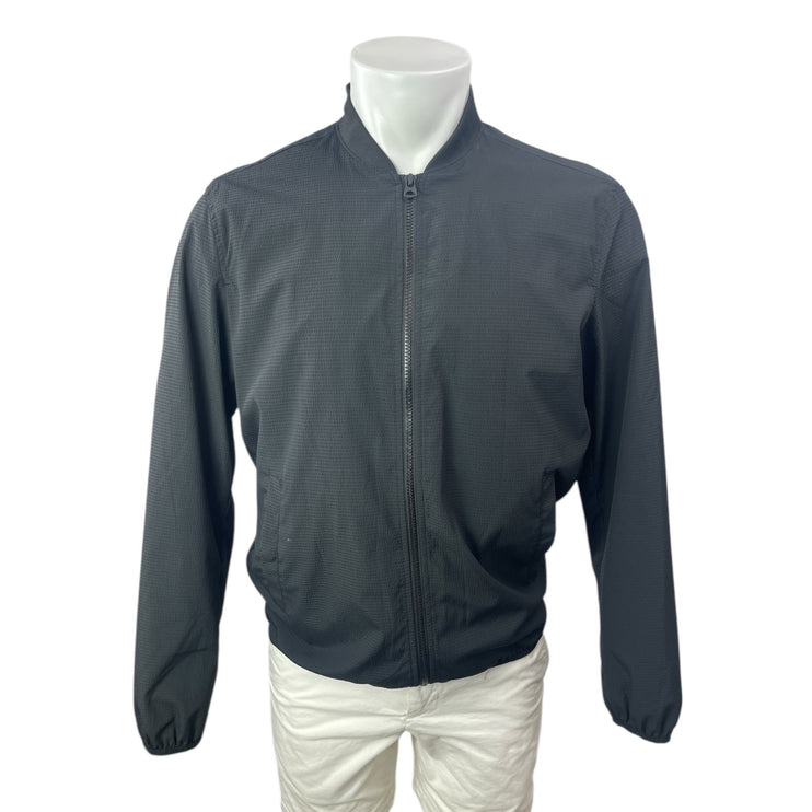 ZARA Mens Black Full Zip Long Sleeve Collar Bomber Windbreaker Coat Jacket Sz M