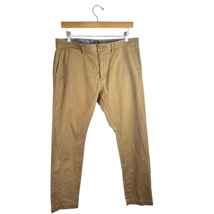 J.Crew 484 Slim Men's Tan Khaki High Waist Straight Leg Trousers Chino Pants 33