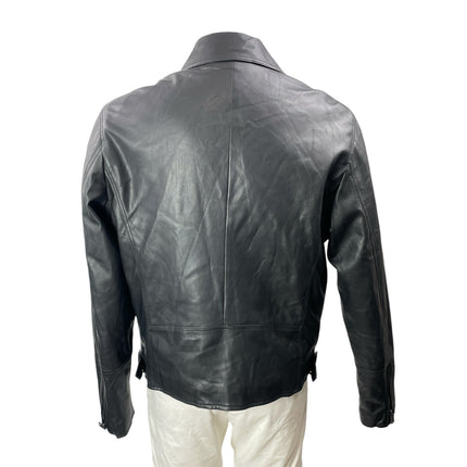 MNG Mango Men's Black Faux Leather Vegan Quilted Long Sleeve Moto Jacket Size XL