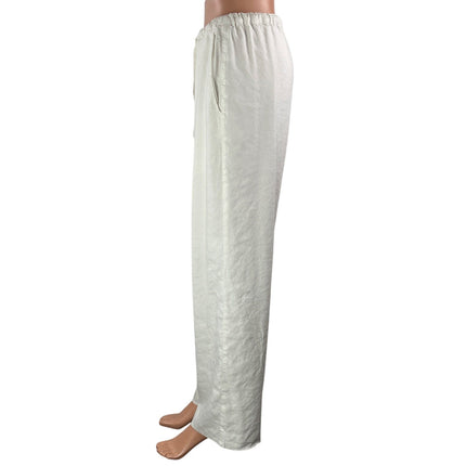 Rebecca Taylor Women's Off White Linen Relaxed Fit Straight Leg Trouser Pants 4