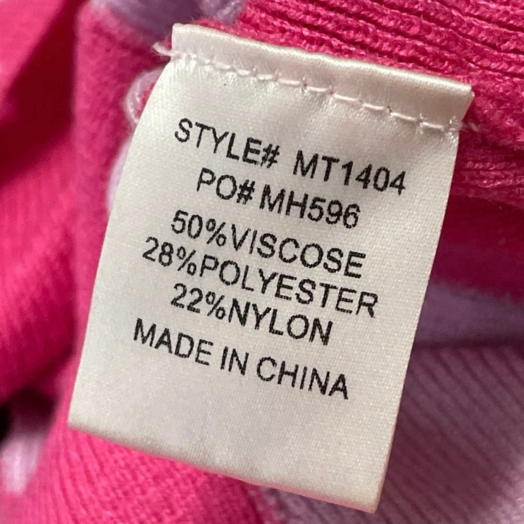 Mimosa Women's Pink Checkered Gingham Knit Crewneck Long Sleeve Crop Top Size S