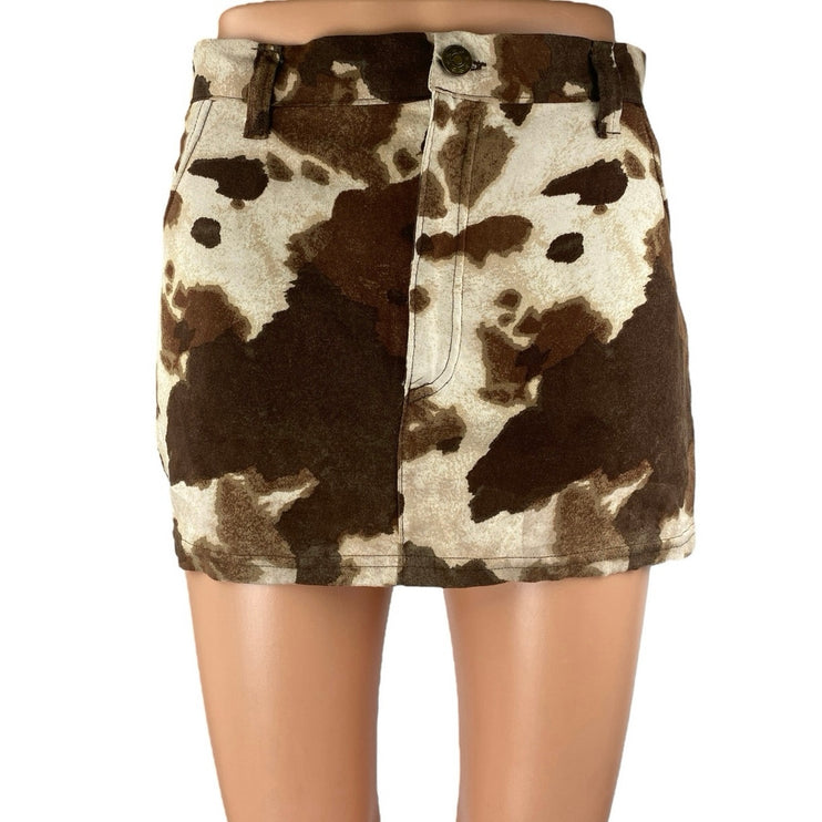 Kary Chanel Womens Multicolor Cow Print High Waist Mini Straight Pencil Skirt 28