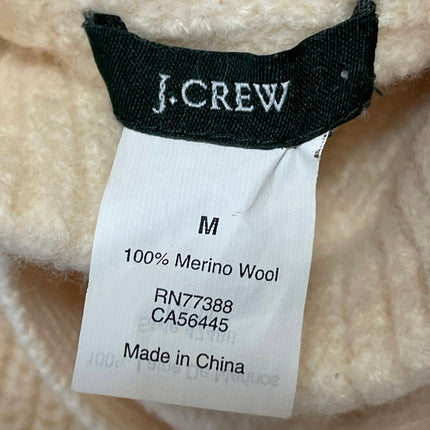 J.Crew Womens Cream 100% Wool Ribbed Knit Cardigan Turtleneck Sweater Top Size M