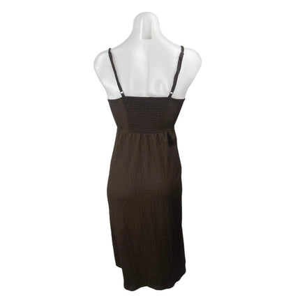 H&M Women's Brown Twist Front Sleeveless V Neck Midi Cami Tank Slip Dress Sz XS