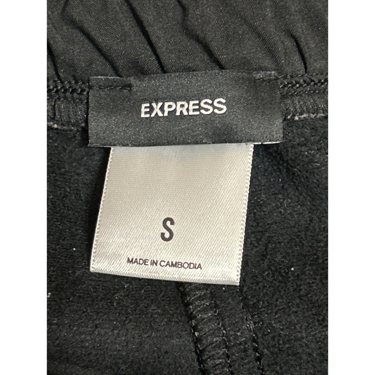 Express Women's Black Faux Vegan Leather Elastic Waist Trousers Jogger Pants S