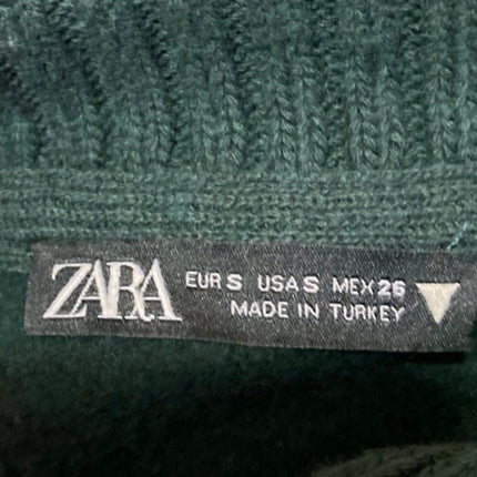 Zara LA California Green Knit Quarter Zip Long Sleeve Sweatshirt Sweater Top S