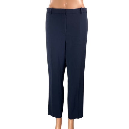 Theory Women's Navy Blue High Rise Tailored Straight Leg Trouser Dress Pants 10