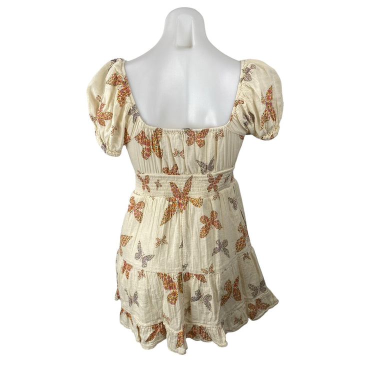 American Eagle Butterfly Cut-Out Twist Puff Sleeve Mini Flare A-Line Dress Sz S