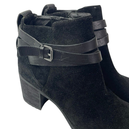 Sam Edelman Hannah Black Suede Leather Strap Almond Toe Chelsea Ankle Boots 8.5