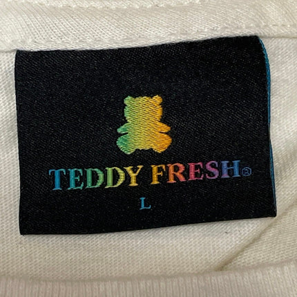 Teddy Fresh Men's Cream Elon Musk Flame Graphic Crew Neck T Shirt Tee Top Size L