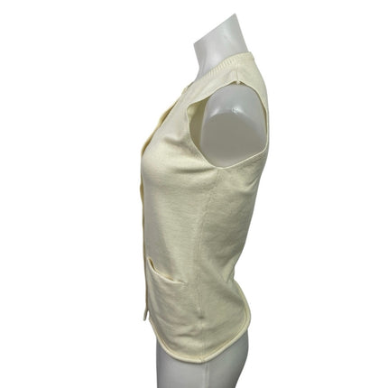 Lioness Cream Sleeveless Knit Button Down Crew Neck Cardigan Vest Top Size M
