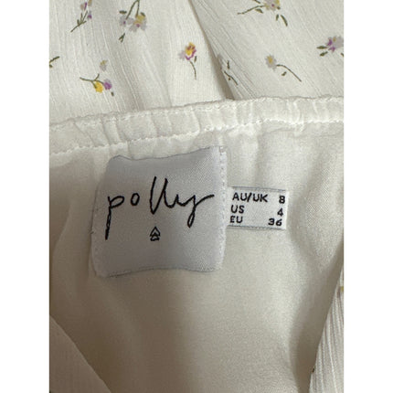 Princess Polly White Floral Sleeveless V Neck Button Front A Line Mini Dress 4