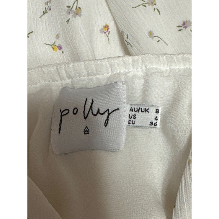 Princess Polly White Floral Sleeveless V Neck Button Front A Line Mini Dress 4