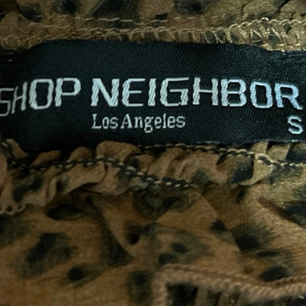 Shop Neighbor Brown Leopard Animal Print Short Sleeve Peplum Blouse Top Size S