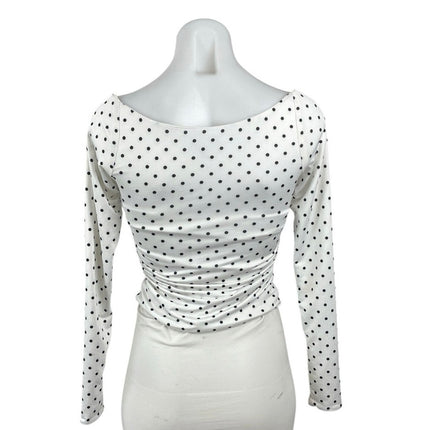 Niihai Black White Polka Dots Bustier Colorblock Long Sleeve Crop Top Size XS