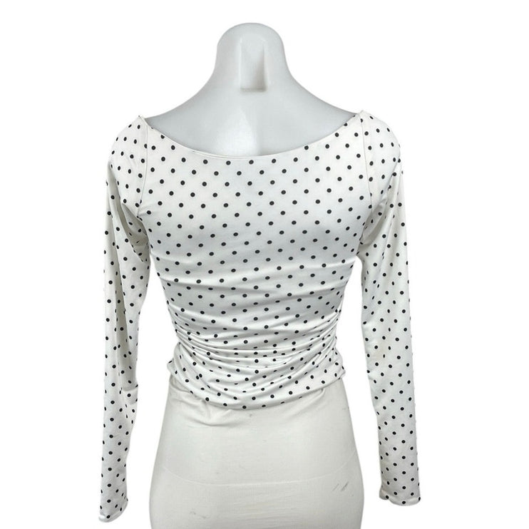 Niihai Black White Polka Dots Bustier Colorblock Long Sleeve Crop Top Size XS