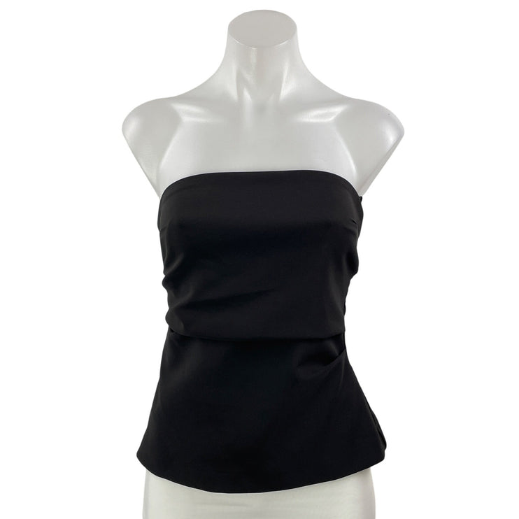 Zara Women's Black Strapless Tube Bandeau Sleeveless Peplum Blouse Top Size S