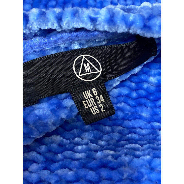 Missguided Women's Blue Knit Chenille Long Sleeve Crop Sweatshirt Sweater Top 2