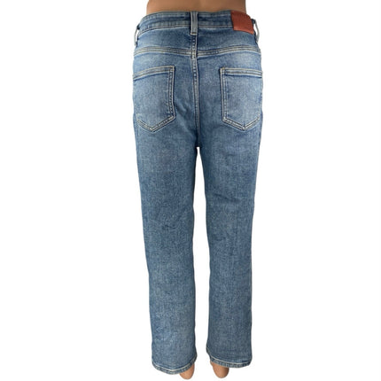 ONLY Women's Blue High Waisted Medium Wash Straight Leg Denim Jeans Size 28