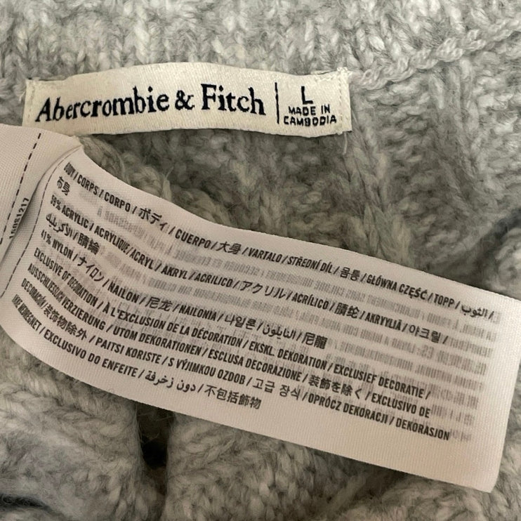 Abercrombie & Fitch Women's Gray Off The Shoulder Long Sleeve Sweater Top Size L