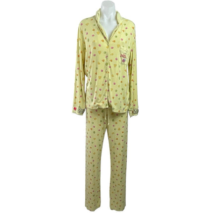 Fruit Riot Women's Yellow Long Sleeve Button Up Sleepwear Pajamas Set Size 2
