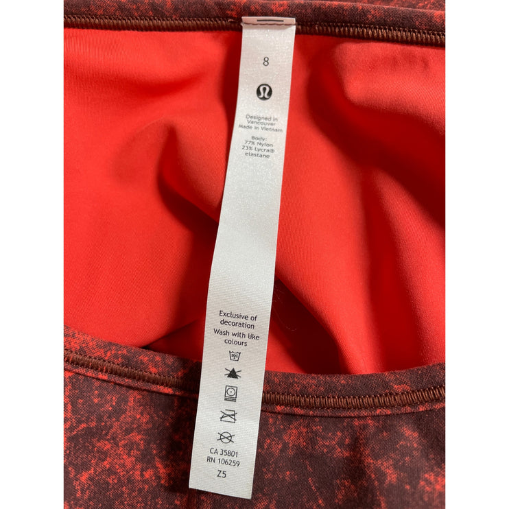 Lululemon Wunder Train Red Denim Wash Long Sleeve Yoga Athletic Crop Top Size 8