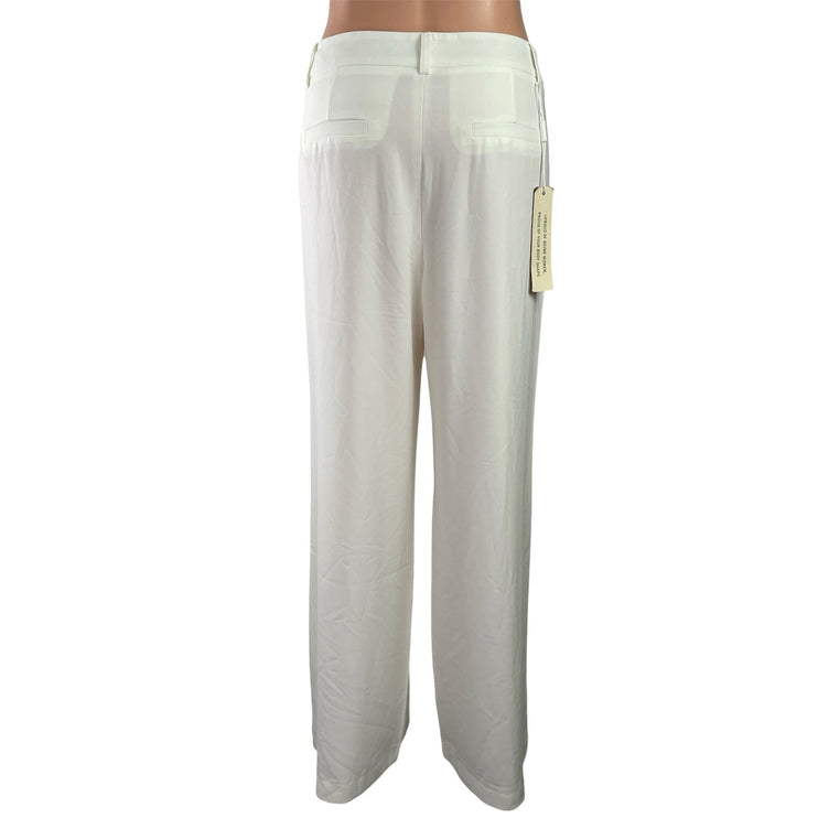 NEW Perfect Corset Women's White High Rise Wide Leg Straight Trousers Pants S
