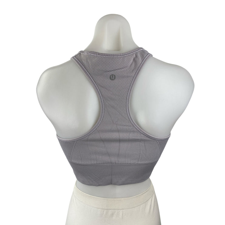 Lululemon Women's Gray Racerback Yoga Workout Athletic Sports Bra Crop Top Sz 8