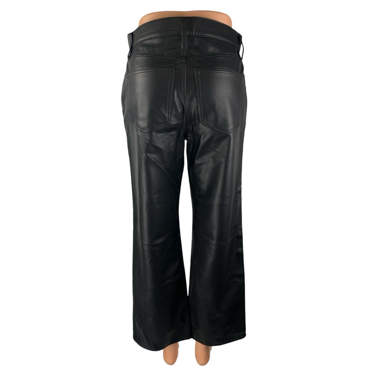NEW J.Crew Black Faux Vegan Leather High Rise Bootcut Flared Trousers Pants 25