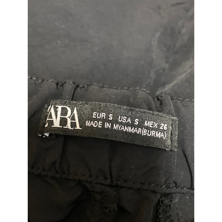 Zara Women's Black High Waisted Utility Cargo Parachute Trousers Pants Size S