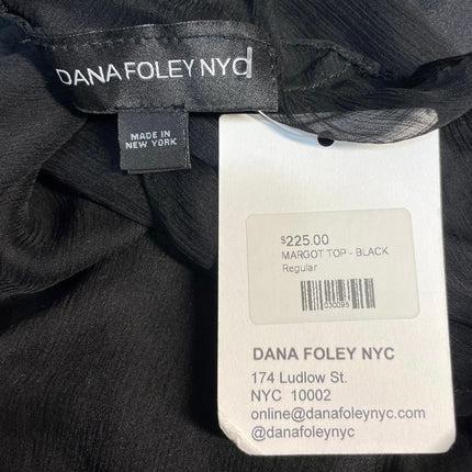 NEW Dana Foley NYC Black 100% Silk Halter Cowl Neck Open Back Tie Crop Top Sz S