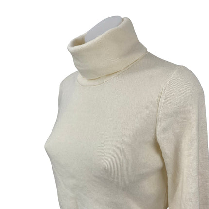 Aritzia Wilfred Cream Wool Turtleneck Knit Long Sleeve Cropped Sweater Top XXS