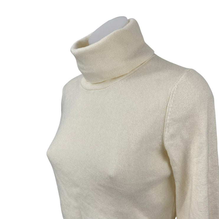 Aritzia Wilfred Cream Wool Turtleneck Knit Long Sleeve Cropped Sweater Top XXS