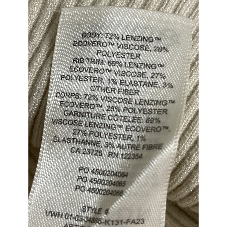 Aritzia Babaton Beige Ribbed Knit Turtleneck Long Sleeve Sweater Top Size XS