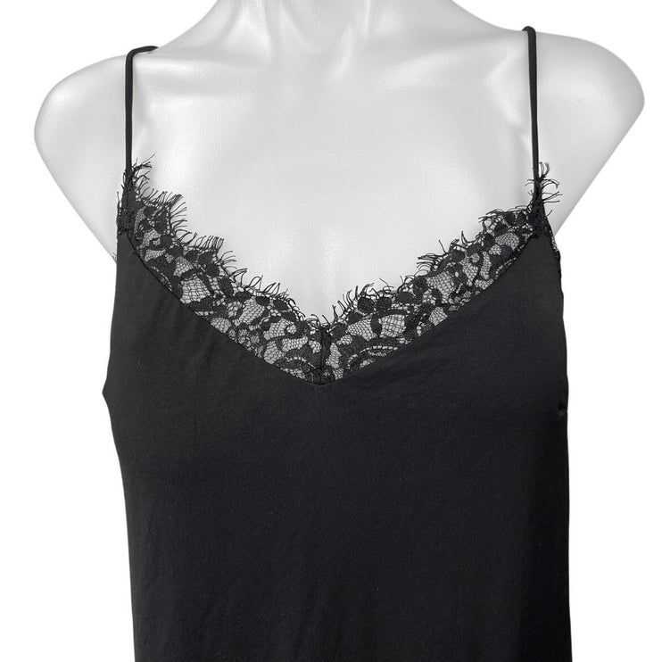 French Connection Black Sleeveless Lace V-neck Cami Camisole Tank Slip Dress 8