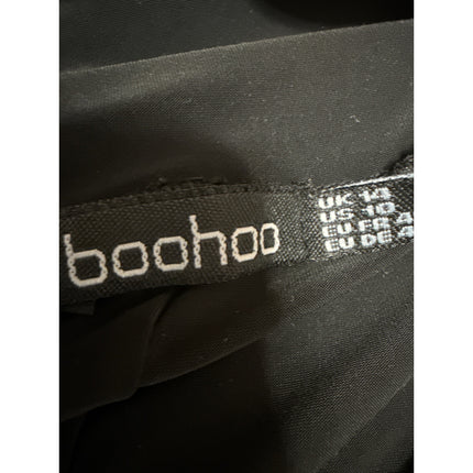 Boohoo Women's Black High Waisted Pull On Straight Wide Leg Trousers Pants Sz 10